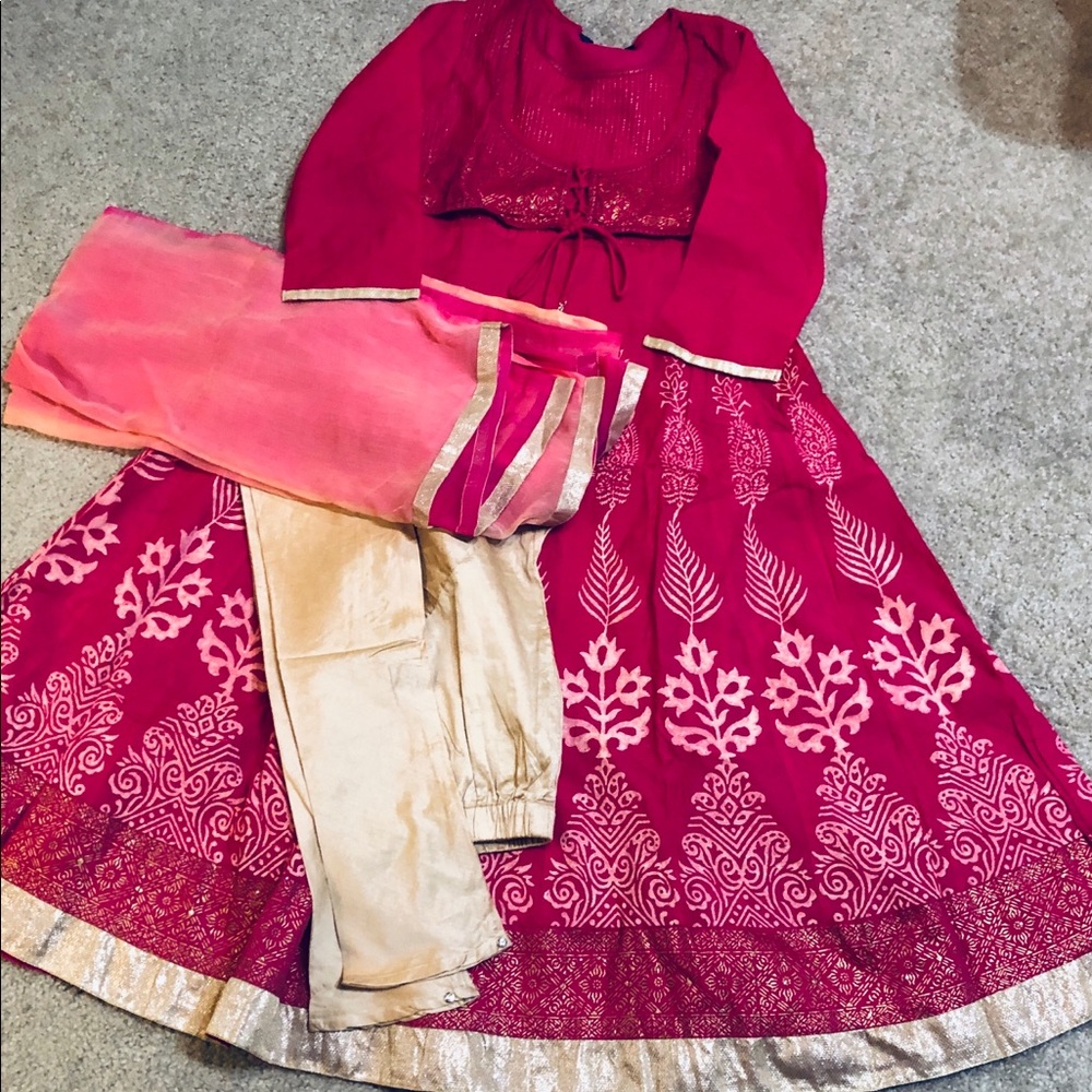 Designer anarkali pink pajami suit